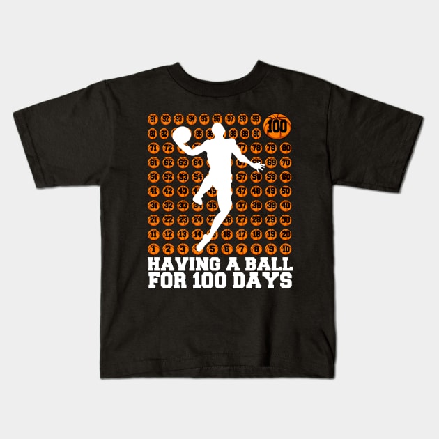 100th day of school, Funny Basketball 100th Day Balls Kids T-Shirt by artbyhintze